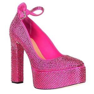 Antonio Melani Women’s Rhinestone Breast Cancer Awareness Platform Heels 9M